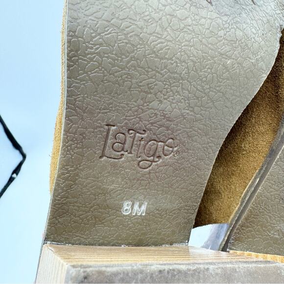 Anthropologie Latigo Venice Boho Suede Leather Open Toe Block Heel Booties Sz 8 - Picture 10 of 12